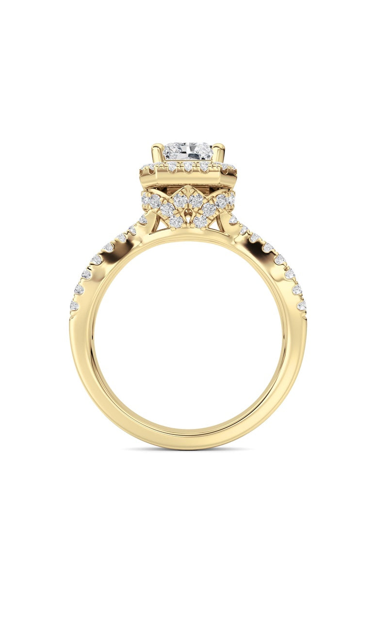 2CTW Radiant Shaped Lab Grown Diamond (F/VS)  Ring in 14K Gold