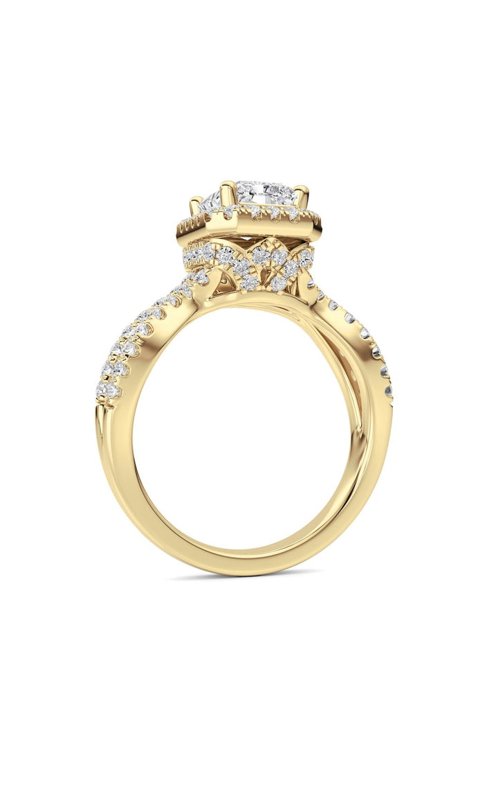 2Cttw Radiant Shaped Lab Grown Diamond (F/VS)  Ring in 14K Gold