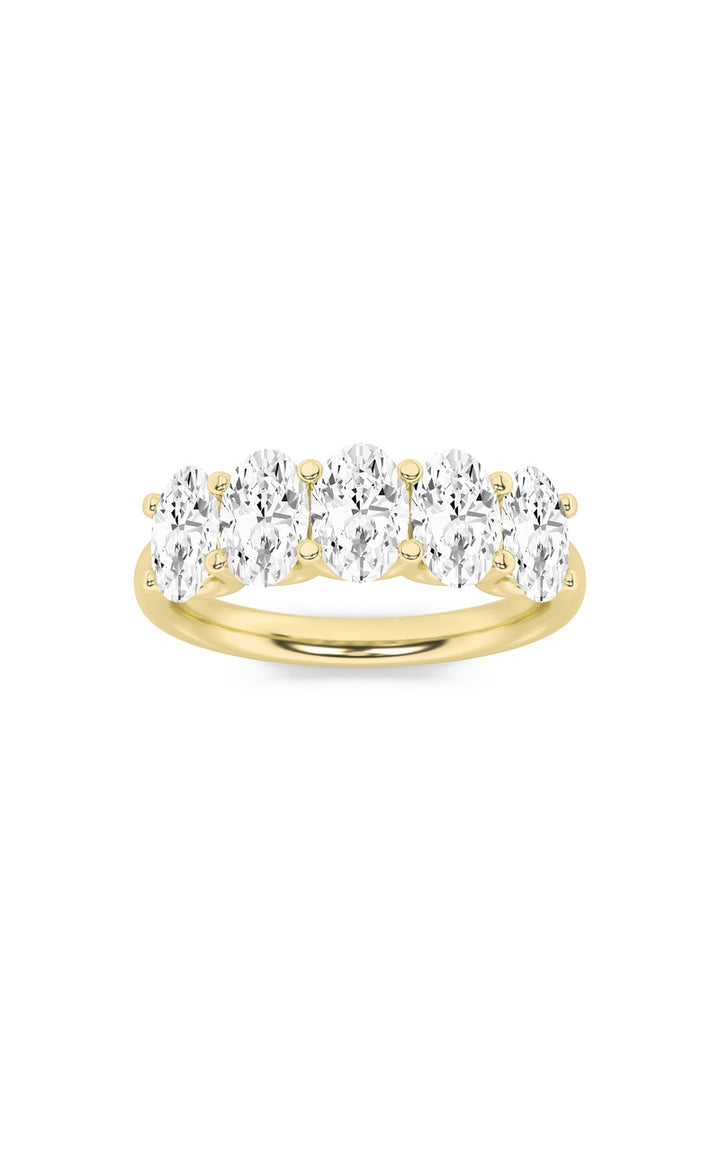 2Cttw Oval Shaped Lab Grown Diamond (F/VS) Five Stone Band Ring in 14K Gold