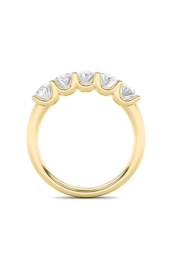 2Cttw Oval Shaped Lab Grown Diamond (F/VS) Five Stone Band Ring in 14K Gold