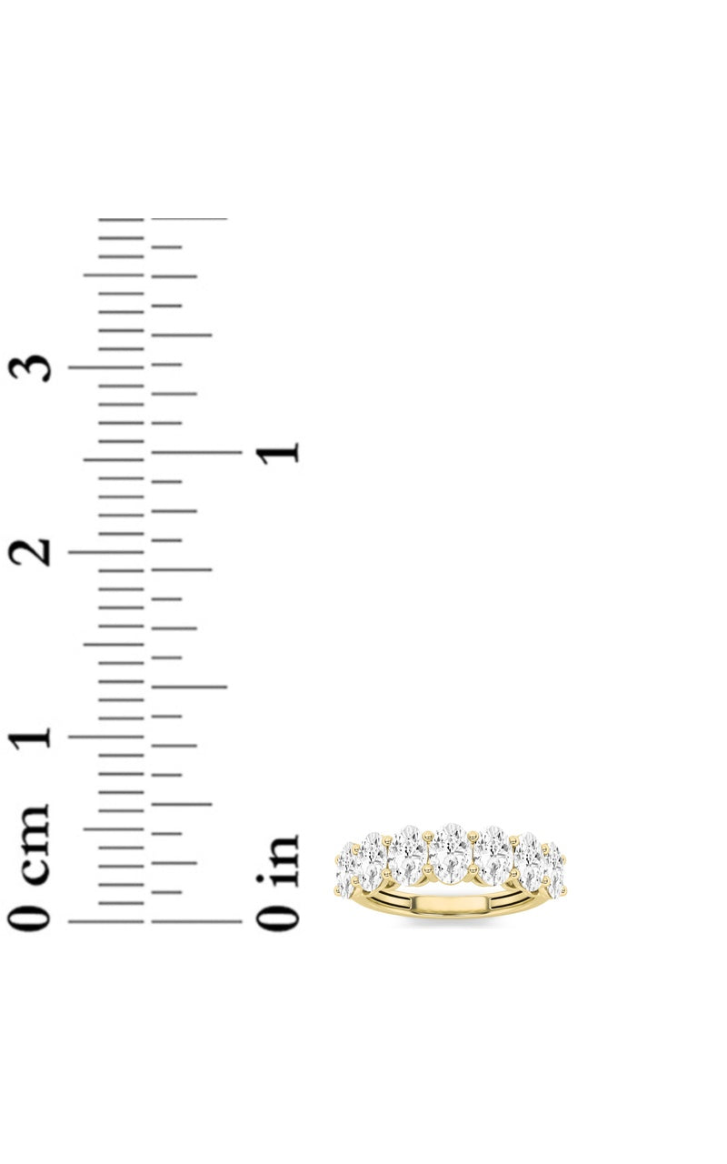 2CTW Oval Shaped Lab Grown Diamond (F/VS) Seven Stone Band Ring in 14K Gold