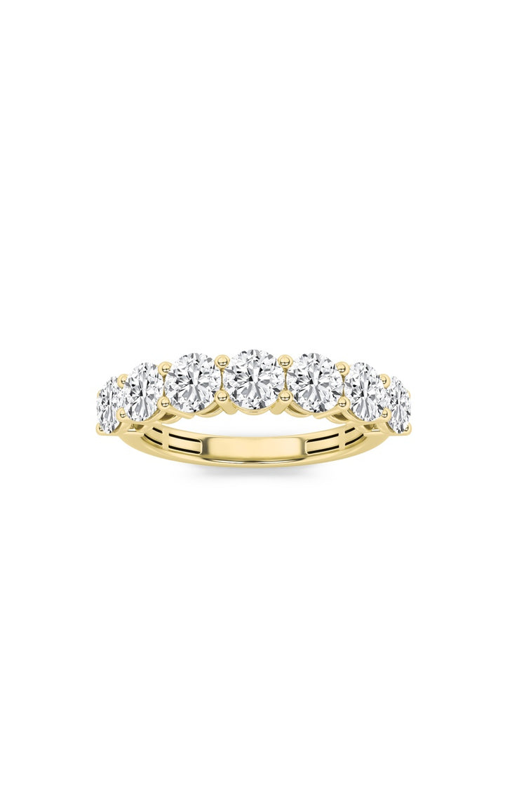 2Cttw Round Shaped Lab Grown Diamond (F/VS) Seven Stone Band Ring in 14K Gold