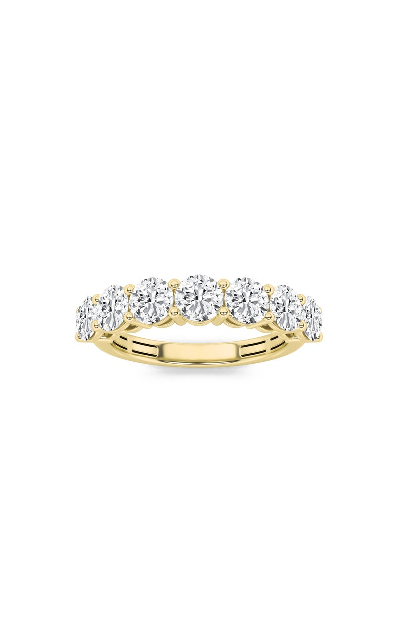 2Cttw Round Shaped Lab Grown Diamond (F/VS) SevenStone Band Ring in 14K Gold