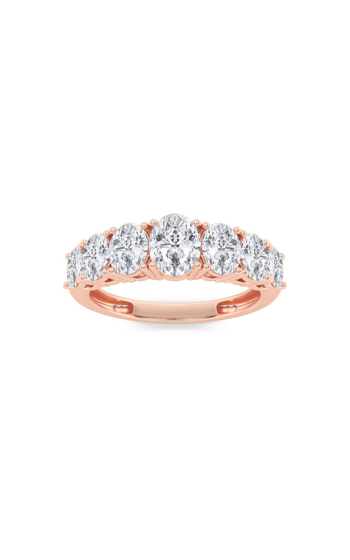 2Cttw Oval Shaped Lab Grown Diamond (F/VS) Seven Stone Band Ring in 14K Gold