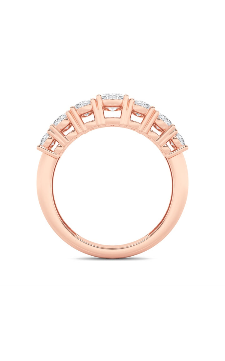 2Cttw Oval Shaped Lab Grown Diamond (F/VS) Seven Stone Band Ring in 14K Gold