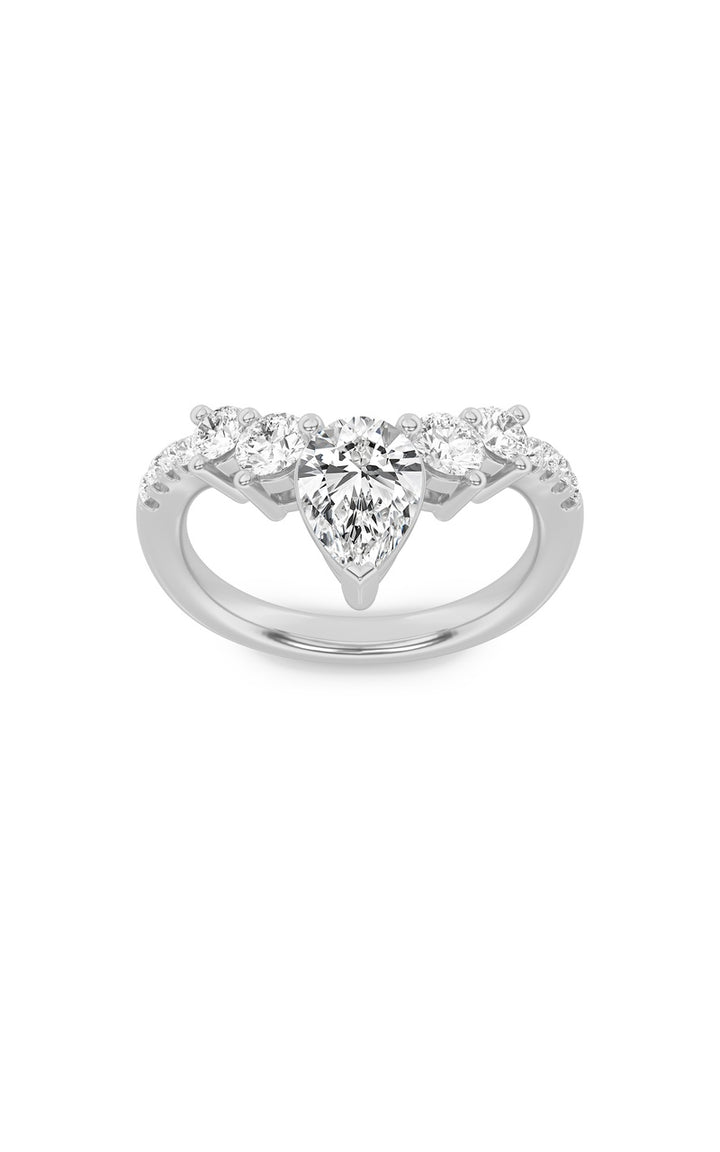 1.5Cttw Pear Shaped Lab Grown Diamond (F/VS) Fancy Contour Ring in 14K Gold