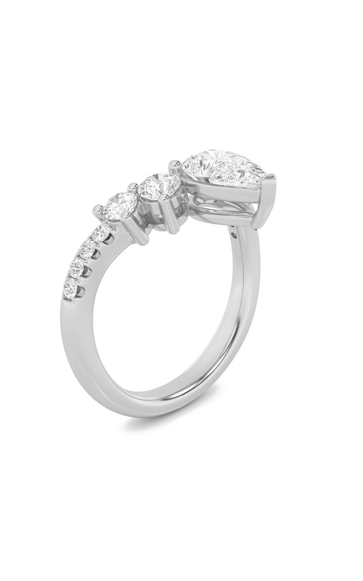 1.5Cttw Pear Shaped Lab Grown Diamond (F/VS) Fancy Contour Ring in 14K Gold