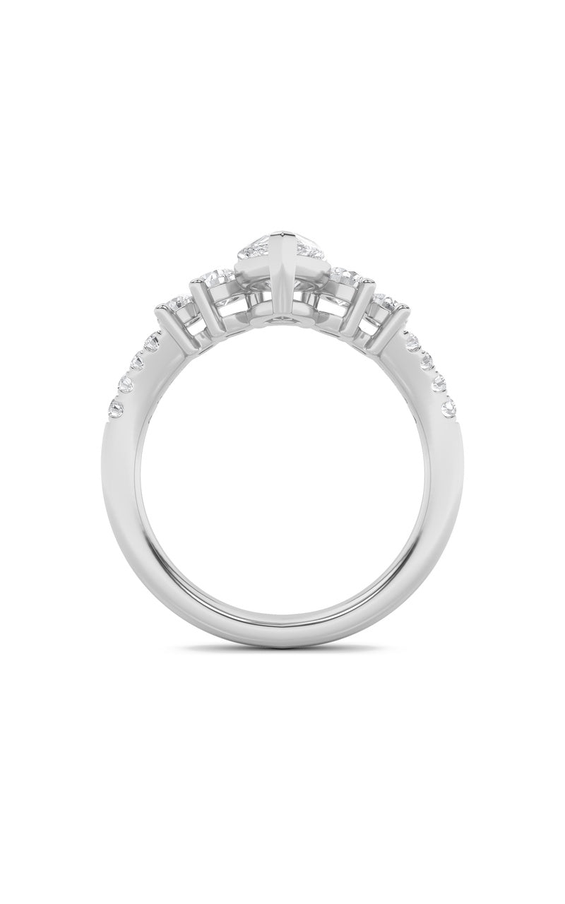 1.5Cttw Pear Shaped Lab Grown Diamond (F/VS) Fancy Contour Ring in 14K Gold