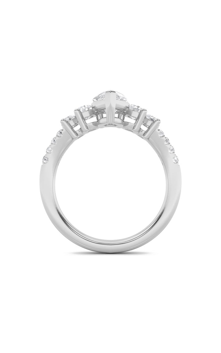 1.5Cttw Pear Shaped Lab Grown Diamond (F/VS) Fancy Contour Ring in 14K Gold