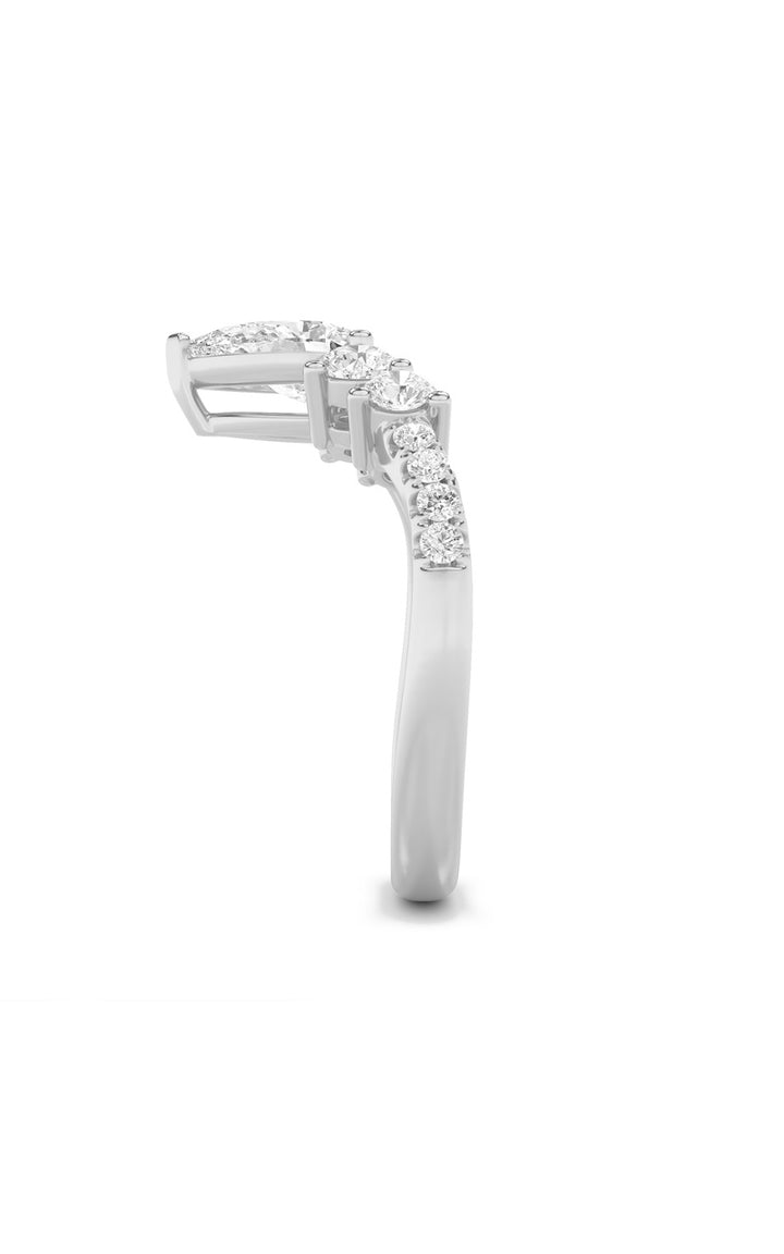 1.5Cttw Pear Shaped Lab Grown Diamond (F/VS) Fancy Contour Ring in 14K Gold