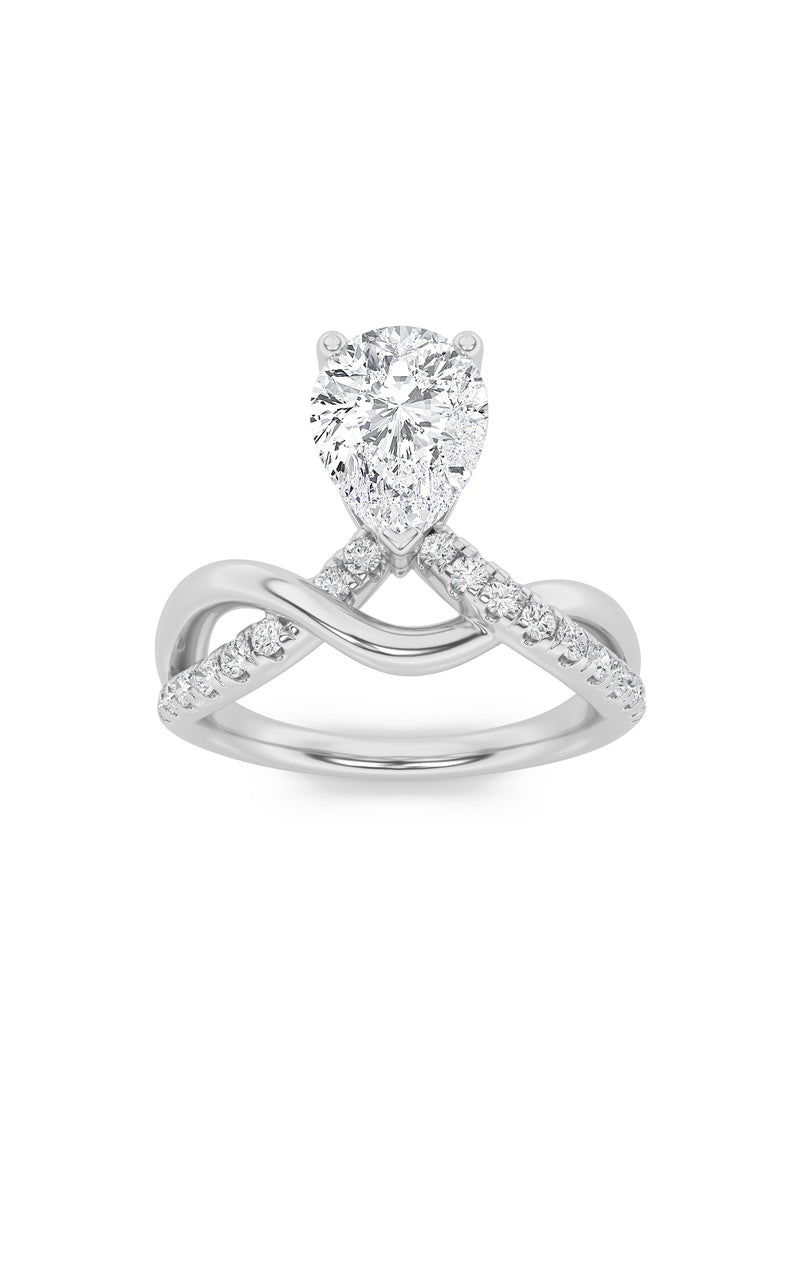 1.5Cttw Pear Shaped Lab Grown Diamond (F/VS) Fashion Solitaire Engagement Ring in 14K Gold