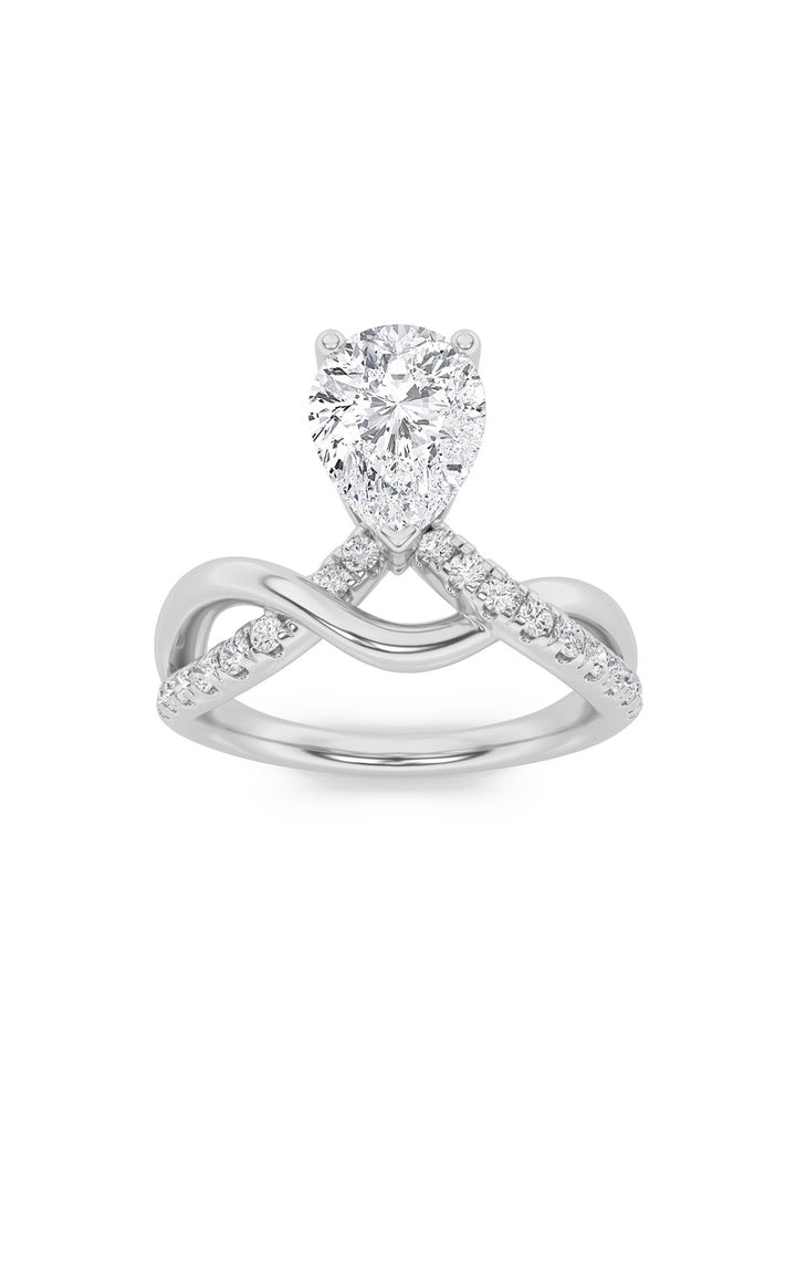 1.5Cttw Pear Shaped Lab Grown Diamond (F/VS) Fashion Solitaire Engagement Ring in 14K Gold