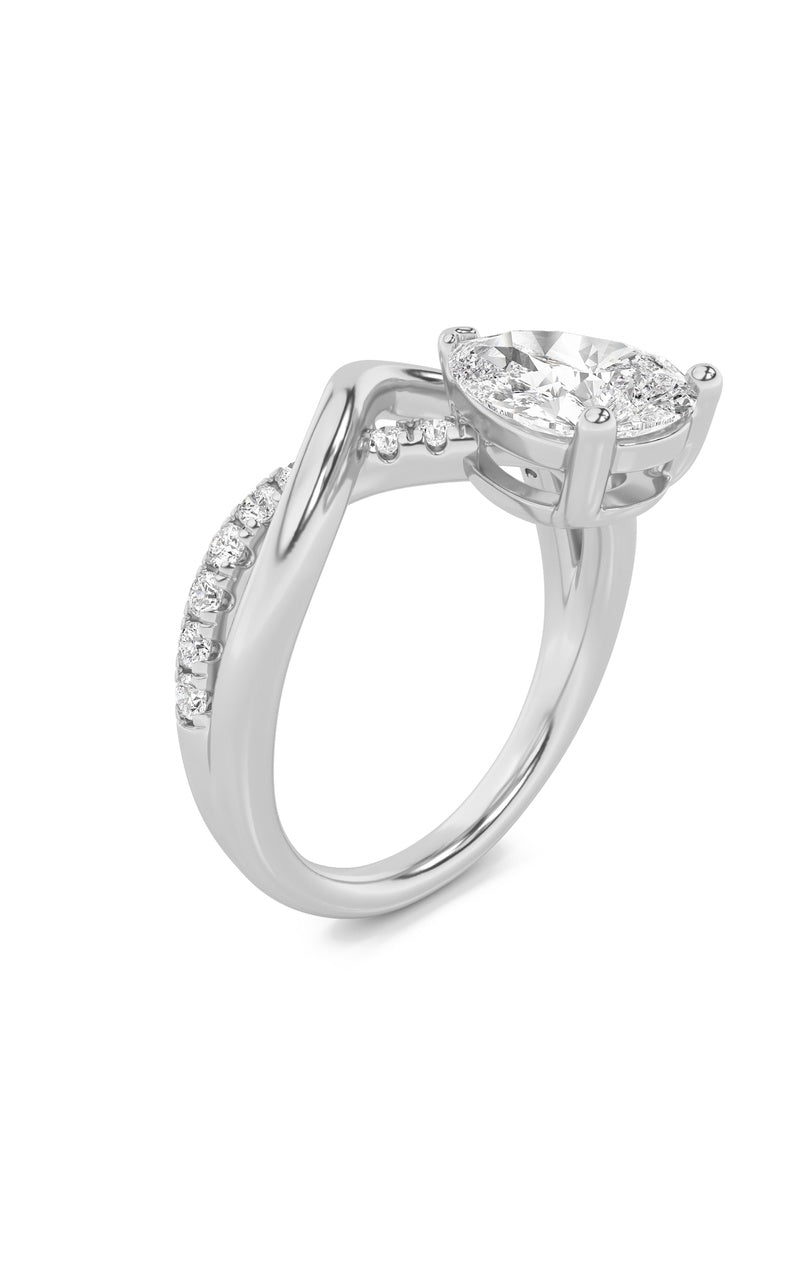 1.5Cttw Pear Shaped Lab Grown Diamond (F/VS) Fashion Solitaire Engagement Ring in 14K Gold