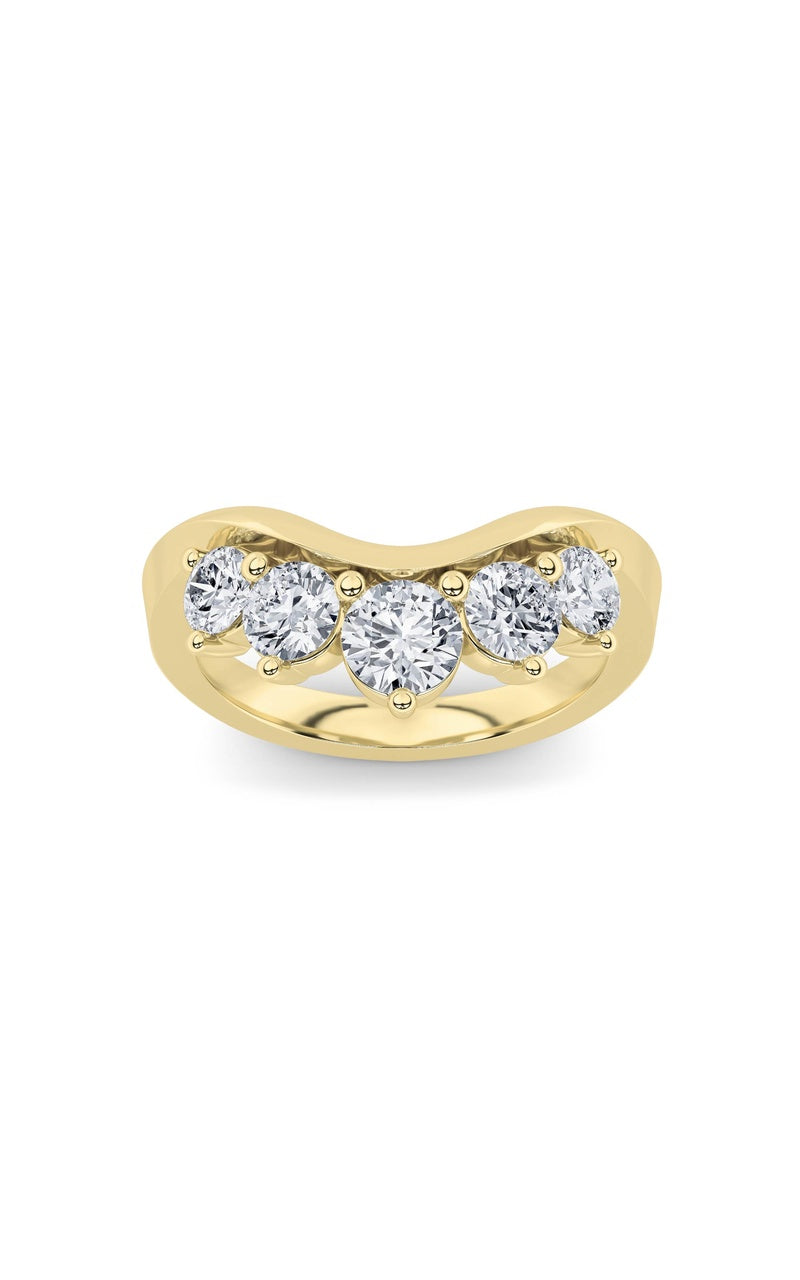 1Cttw Round Shaped Lab Grown Diamond (F/VS) Fancy Contour Ring in 14K Gold