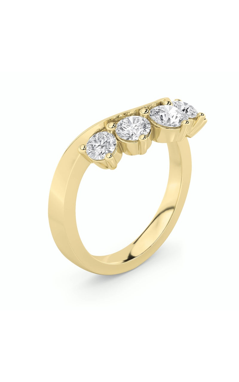 1Cttw Round Shaped Lab Grown Diamond (F/VS) Fancy Contour Ring in 14K Gold