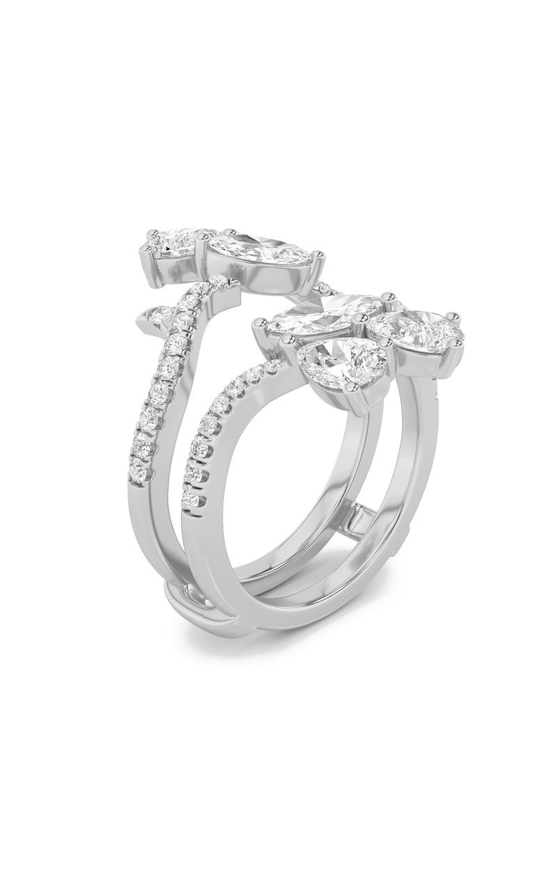 2Cttw Marquise Shaped Lab Grown Diamond (F/VS) Insert Jacket Ring in 14K Gold