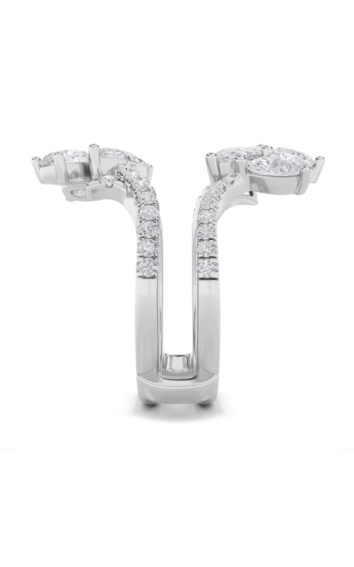 2Cttw Marquise Shaped Lab Grown Diamond (F/VS) Insert Jacket Ring in 14K Gold