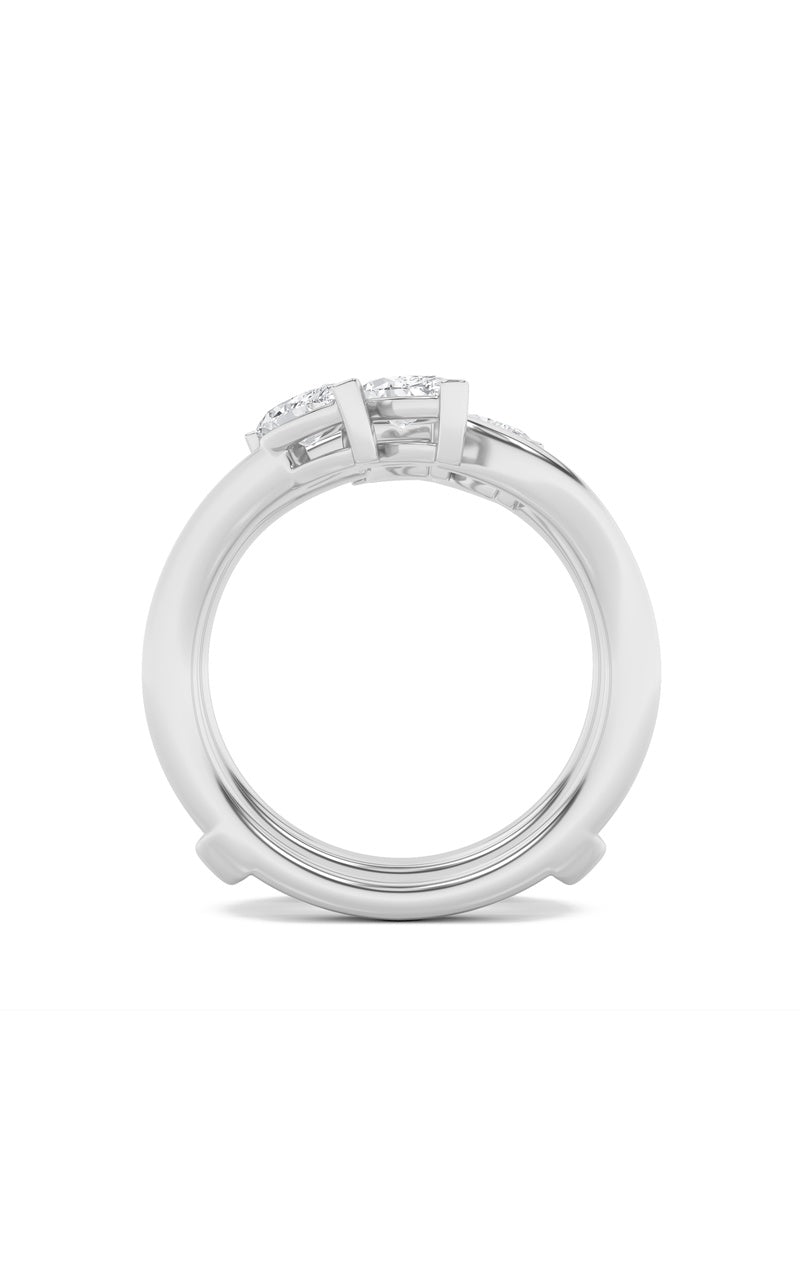 1Cttw Marquise Shaped Lab Grown Diamond (F/VS) Insert Jacket Ring in 14K Gold