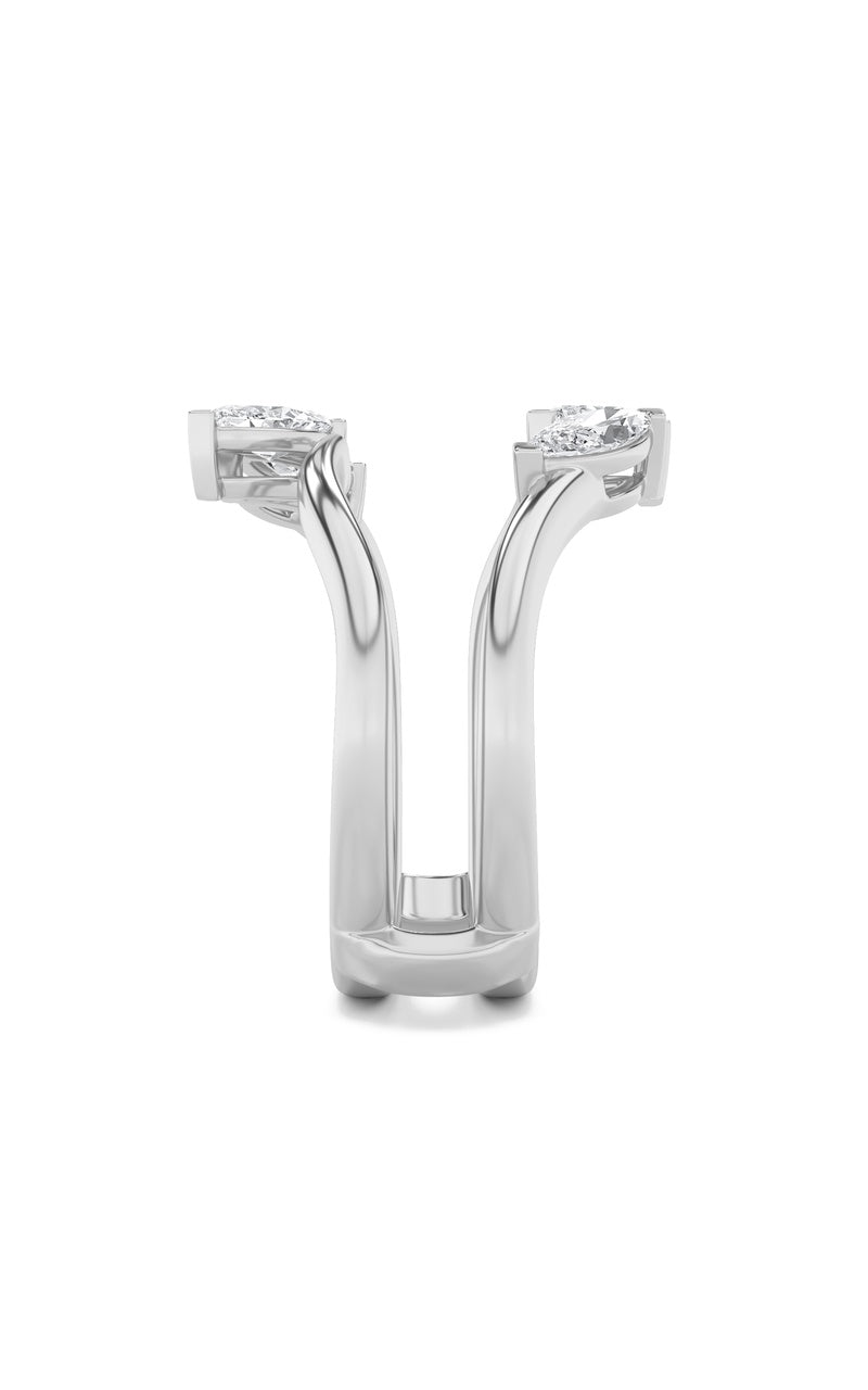 1Cttw Marquise Shaped Lab Grown Diamond (F/VS) Insert Jacket Ring in 14K Gold