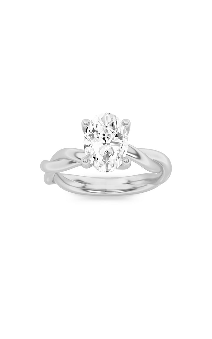 1Cttw Oval Shaped Lab Grown Diamond (F/VS) Twisted Shank Solitaire Engagement Ring in 14K Gold