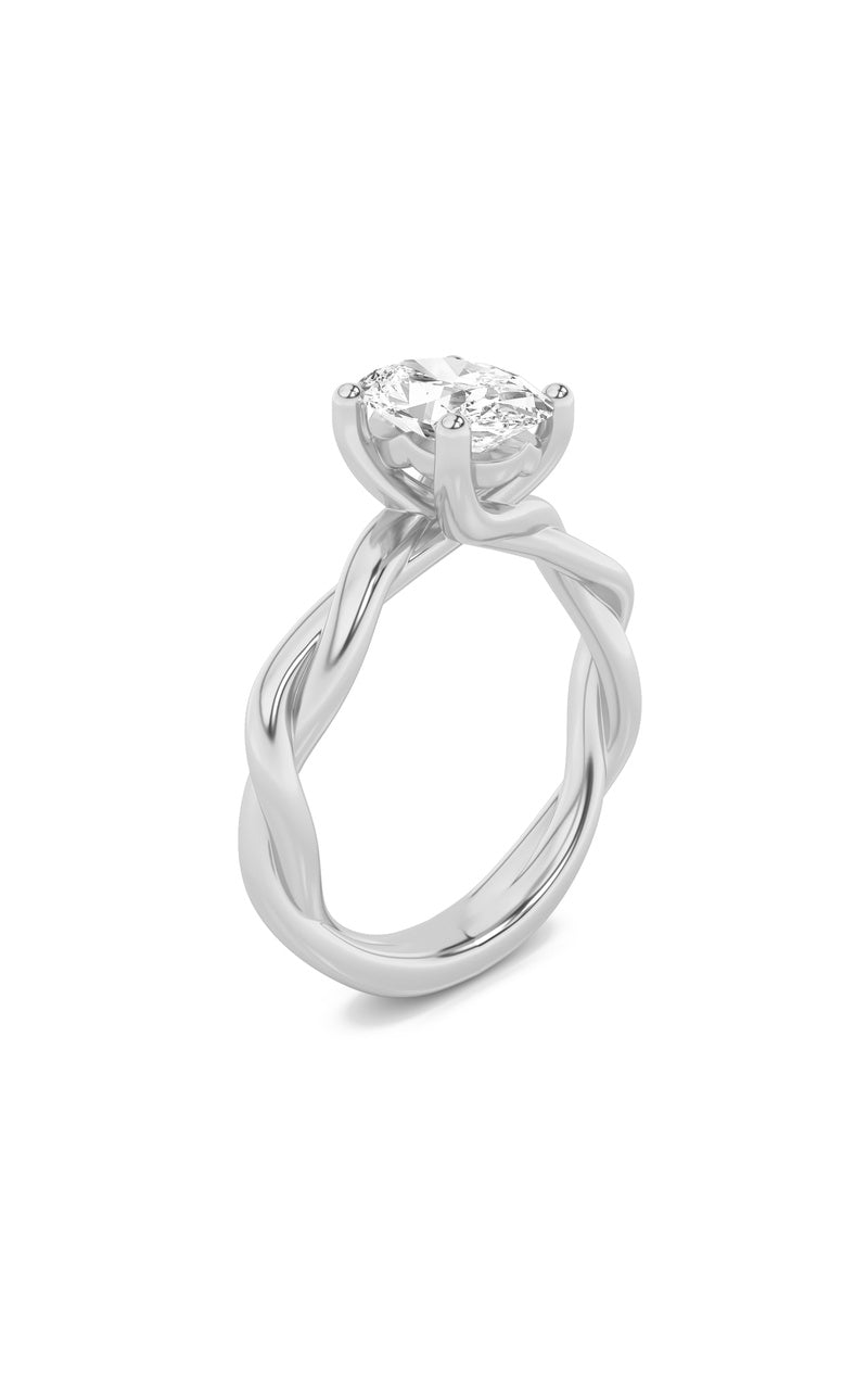 1Cttw Oval Shaped Lab Grown Diamond (F/VS) Twisted Shank Solitaire Engagement Ring in 14K Gold