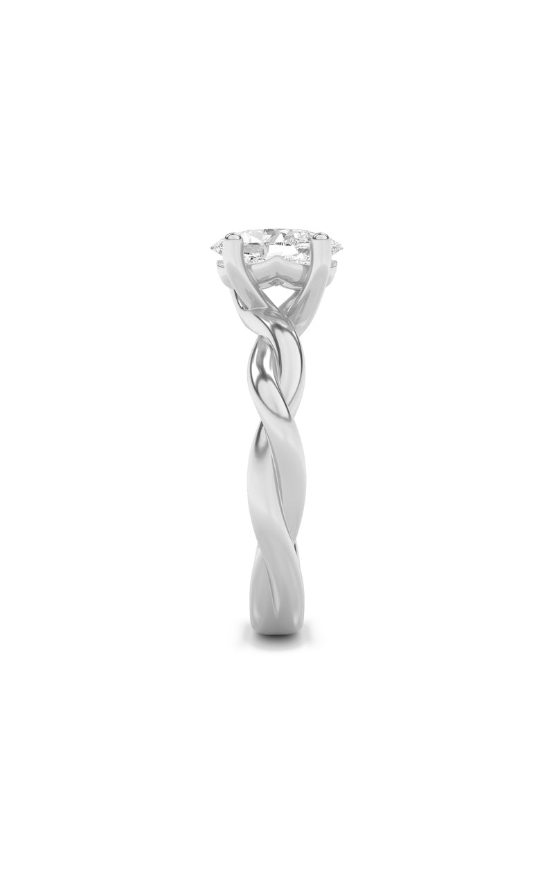 1Cttw Oval Shaped Lab Grown Diamond (F/VS) Twisted Shank Solitaire Engagement Ring in 14K Gold