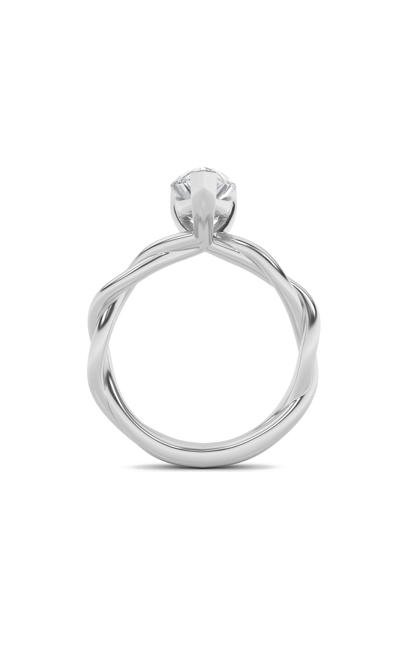 1Cttw Pear Shaped Lab Grown Diamond (F/VS) Twisted Shank Solitaire Engagement Ring in 14K Gold