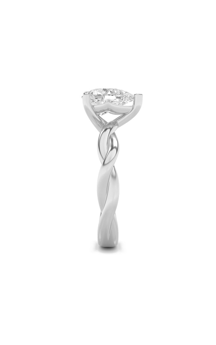 1Cttw Pear Shaped Lab Grown Diamond (F/VS) Twisted Shank Solitaire Engagement Ring in 14K Gold