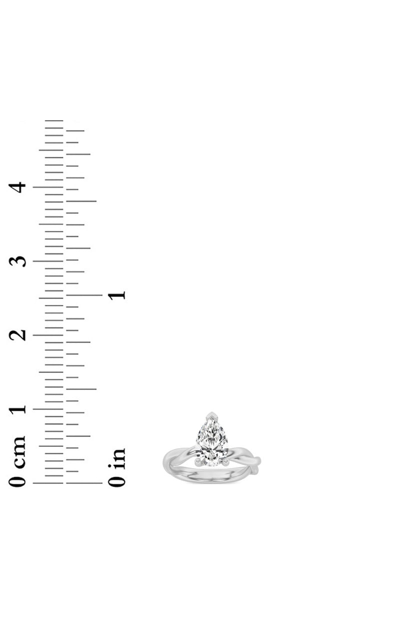 1Cttw Pear Shaped Lab Grown Diamond (F/VS) Twisted Shank Solitaire Engagement Ring in 14K Gold