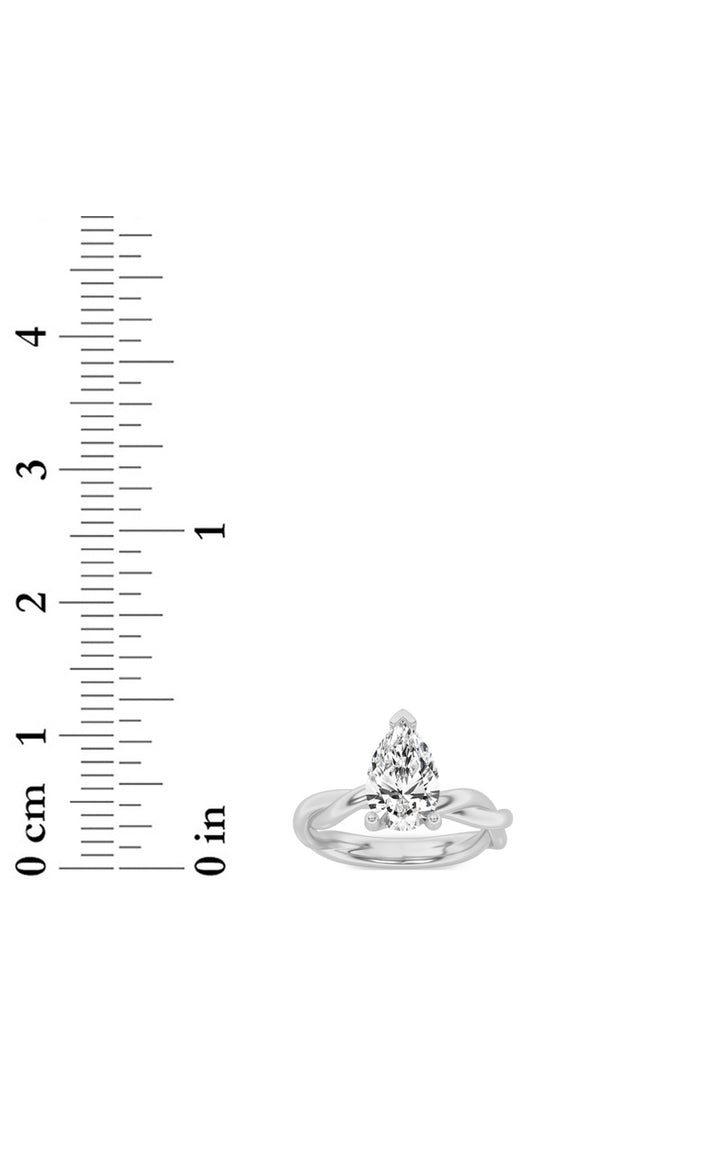 2Cttw Pear Shaped Lab Grown Diamond (F/VS) Twisted Shank Solitaire Engagement Ring in 14K Gold