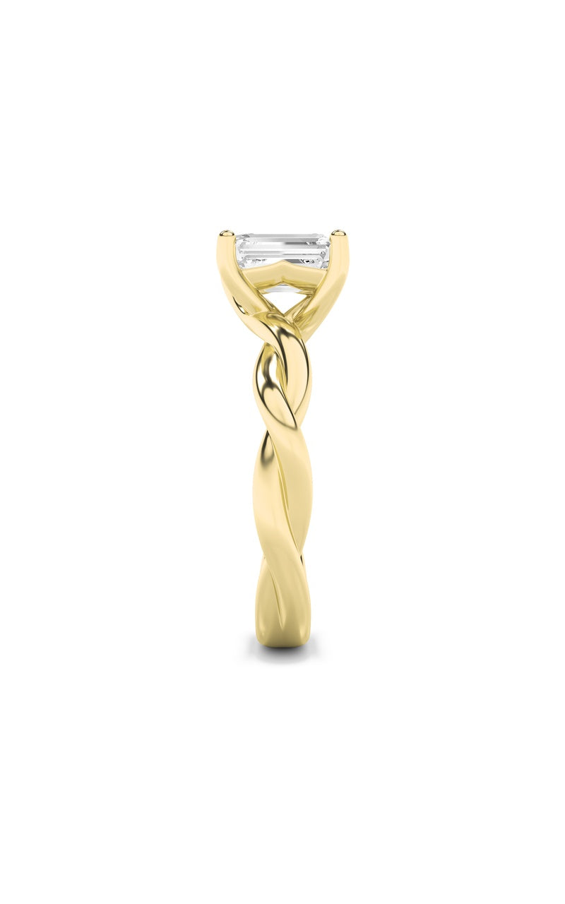 1Cttw Radiant Shaped Lab Grown Diamond (F/VS) Twisted Shank Solitaire Engagement Ring in 14K Gold