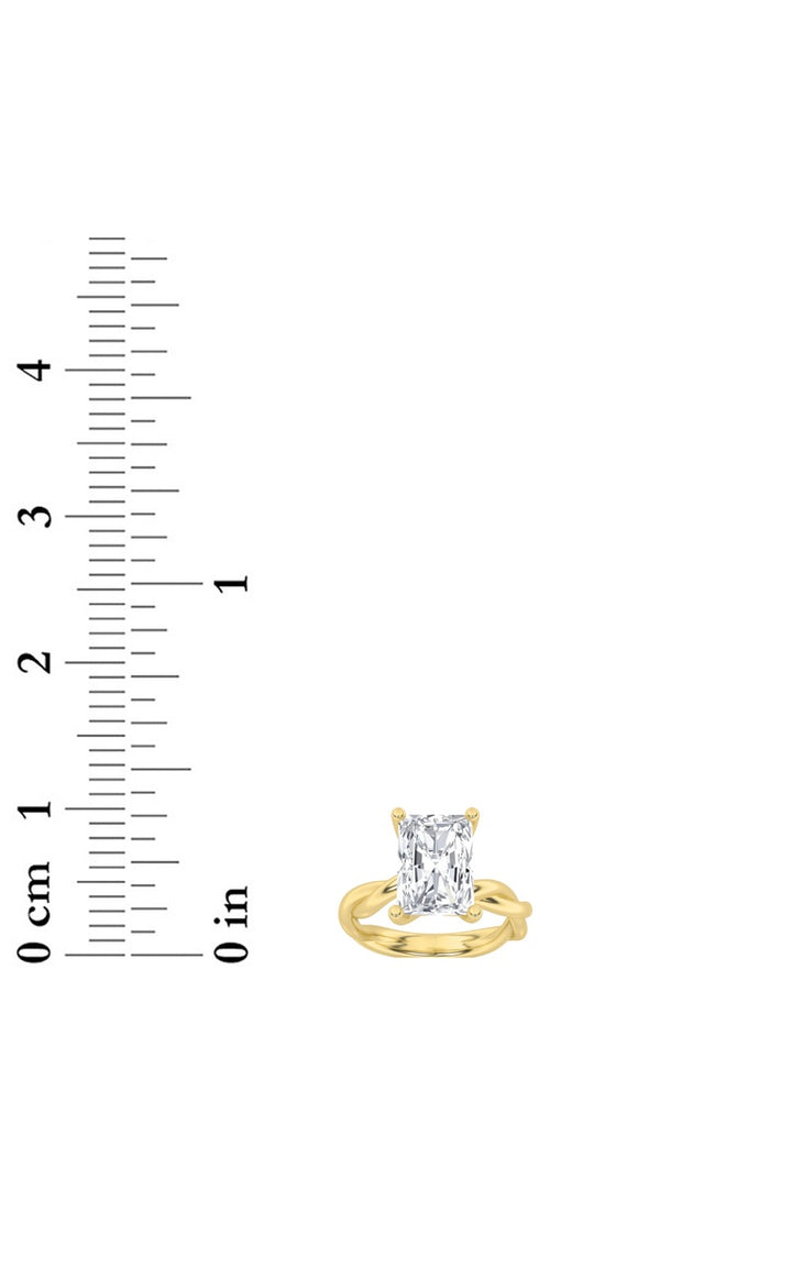 1Cttw Radiant Shaped Lab Grown Diamond (F/VS) Twisted Shank Solitaire Engagement Ring in 14K Gold