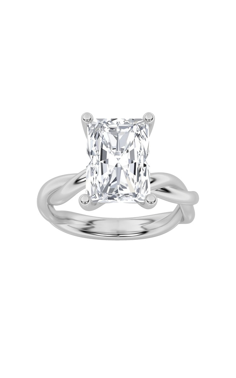 2Cttw Radiant Shaped Lab Grown Diamond (F/VS) Twisted Shank Solitaire Engagement Ring in 14K Gold