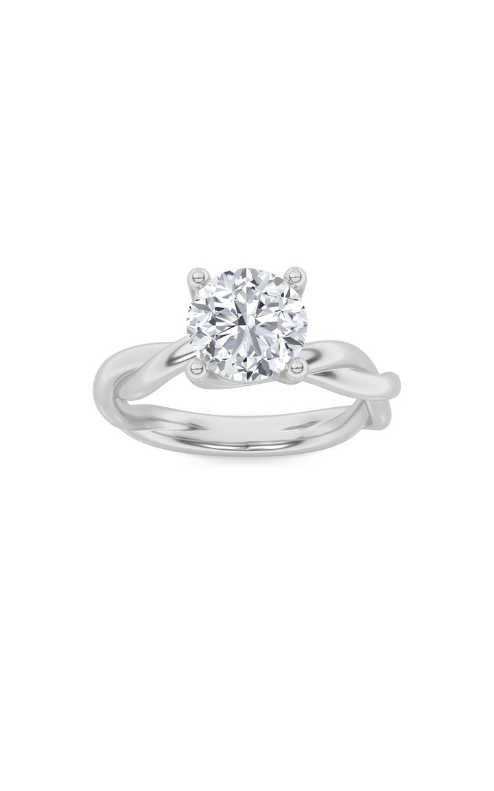 1Cttw Round Shaped Lab Grown Diamond (F/VS) Twisted Shank Solitaire Engagement Ring in 14K Gold