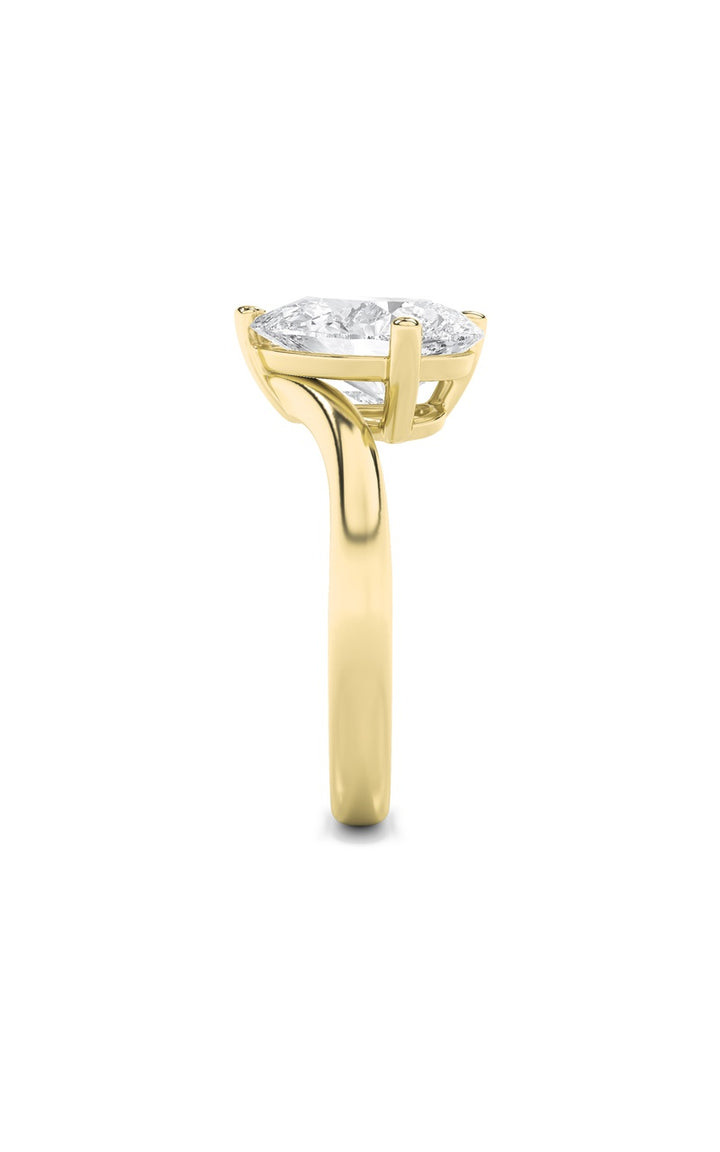 3CTW Pear Shaped Lab Grown Diamond (F/VS) Toi et Moi Engagement Ring in 14K Gold