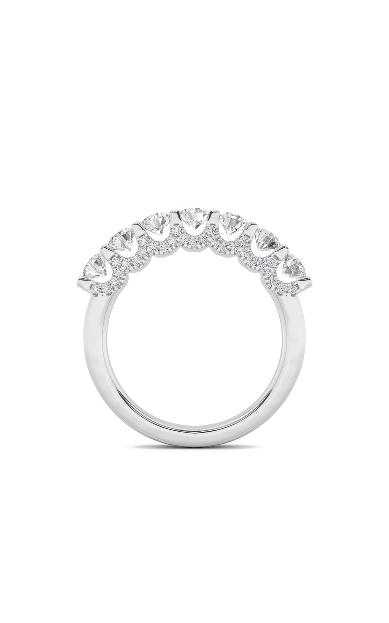 1Cttw Round Shaped Lab Grown Diamond (F/VS) Accented Double Halo Set of Band and  Ring in 14K Gold