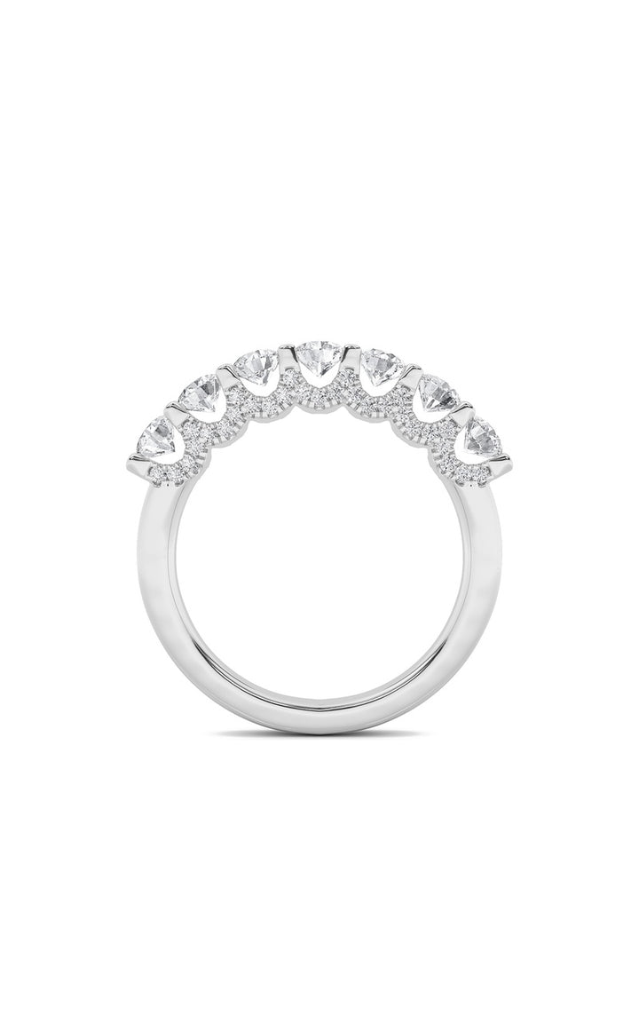 1Cttw Round Shaped Lab Grown Diamond (F/VS) Accented Double Halo Set of Band and  Ring in 14K Gold