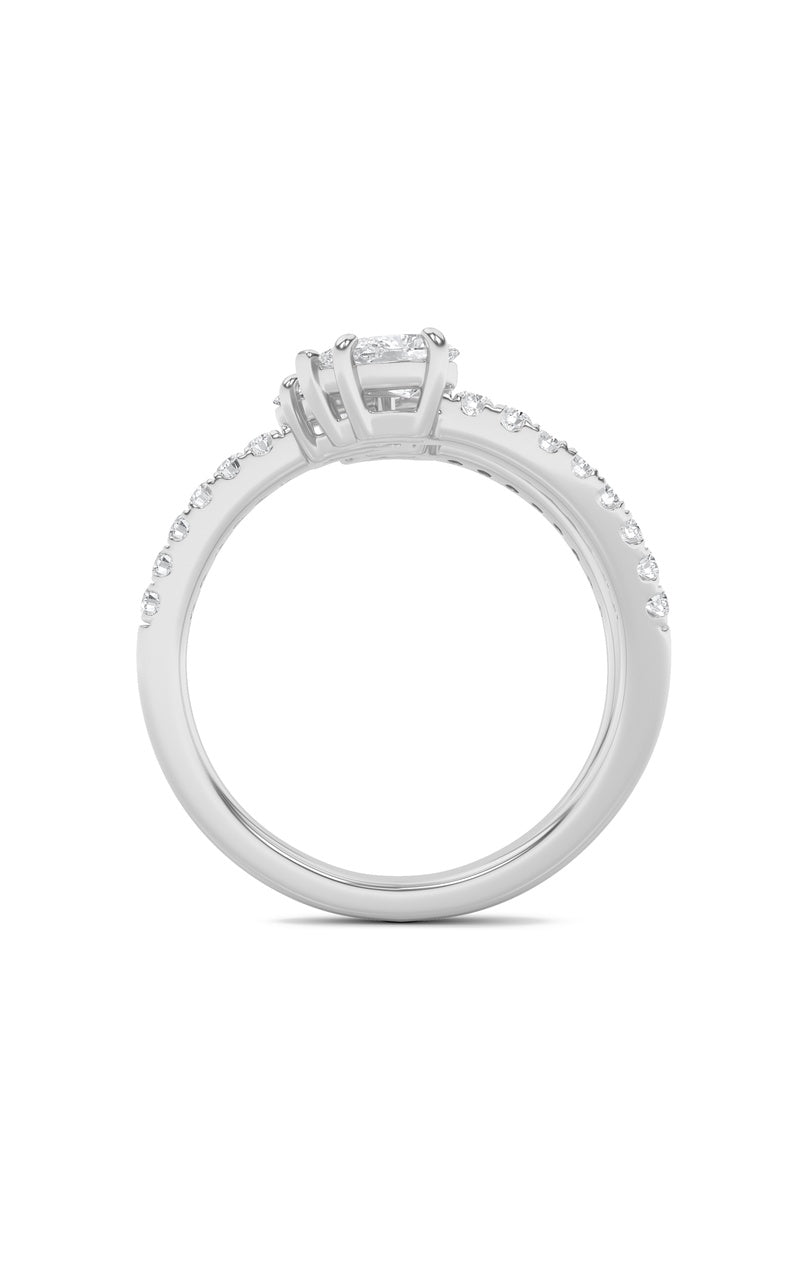 1Cttw Oval Shaped Lab Grown Diamond (F/VS) Three Stone Fashion Ring in 14K Gold