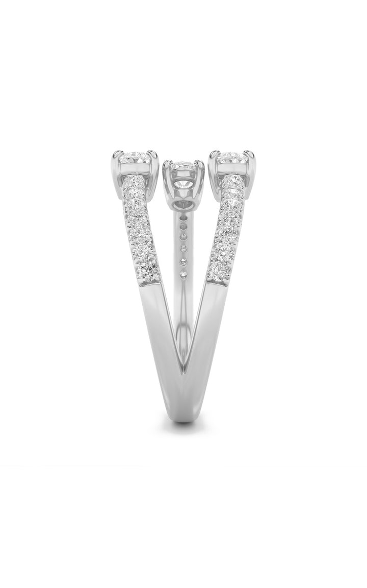 1Cttw Oval Shaped Lab Grown Diamond (F/VS) Three Stone Fashion Ring in 14K Gold