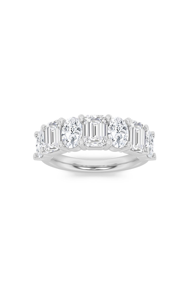 3Cttw Emerald Shaped Lab Grown Diamond (F/VS) Seven Stone Band Ring in 14K Gold