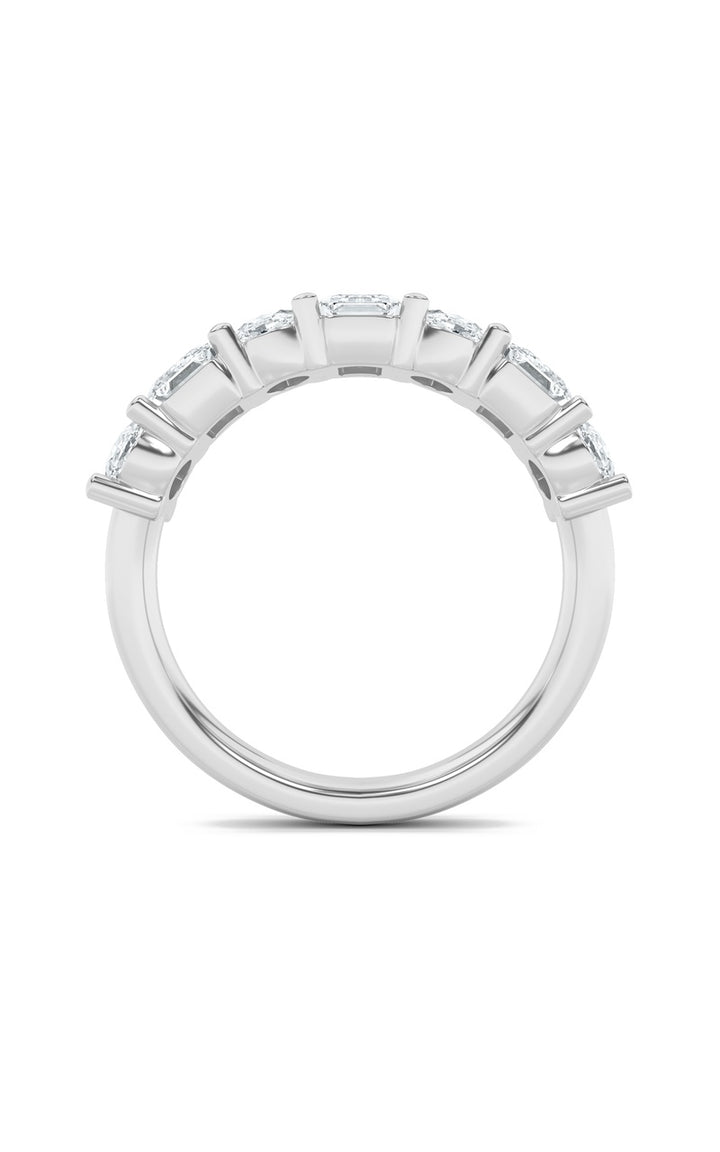 3Cttw Emerald Shaped Lab Grown Diamond (F/VS) Seven Stone Band Ring in 14K Gold
