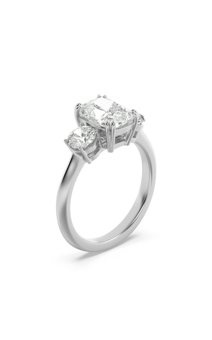 3Cttw Elongated Cushion Shaped Lab Grown Diamond (G/VS) Bold Three Stone Ring in 14K Gold