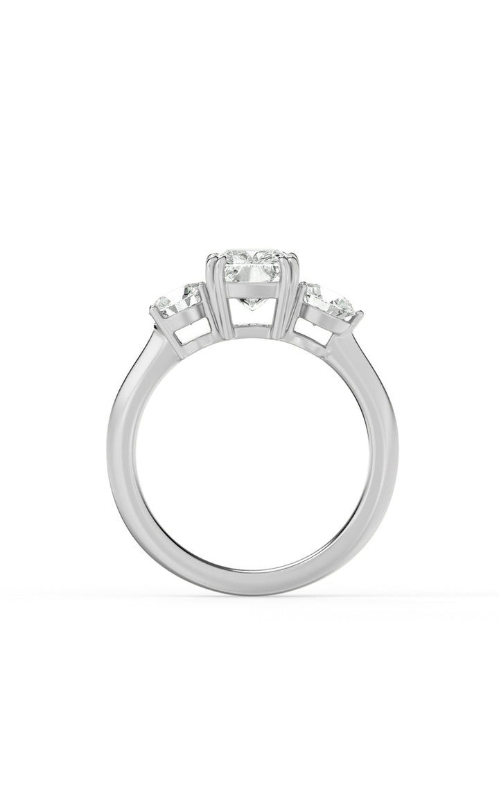 3Cttw Elongated Cushion Shaped Lab Grown Diamond (G/VS) Bold Three Stone Ring in 14K Gold