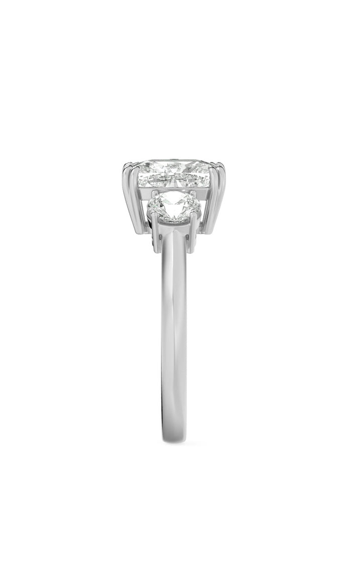 3Cttw Elongated Cushion Shaped Lab Grown Diamond (G/VS) Bold Three Stone Ring in 14K Gold