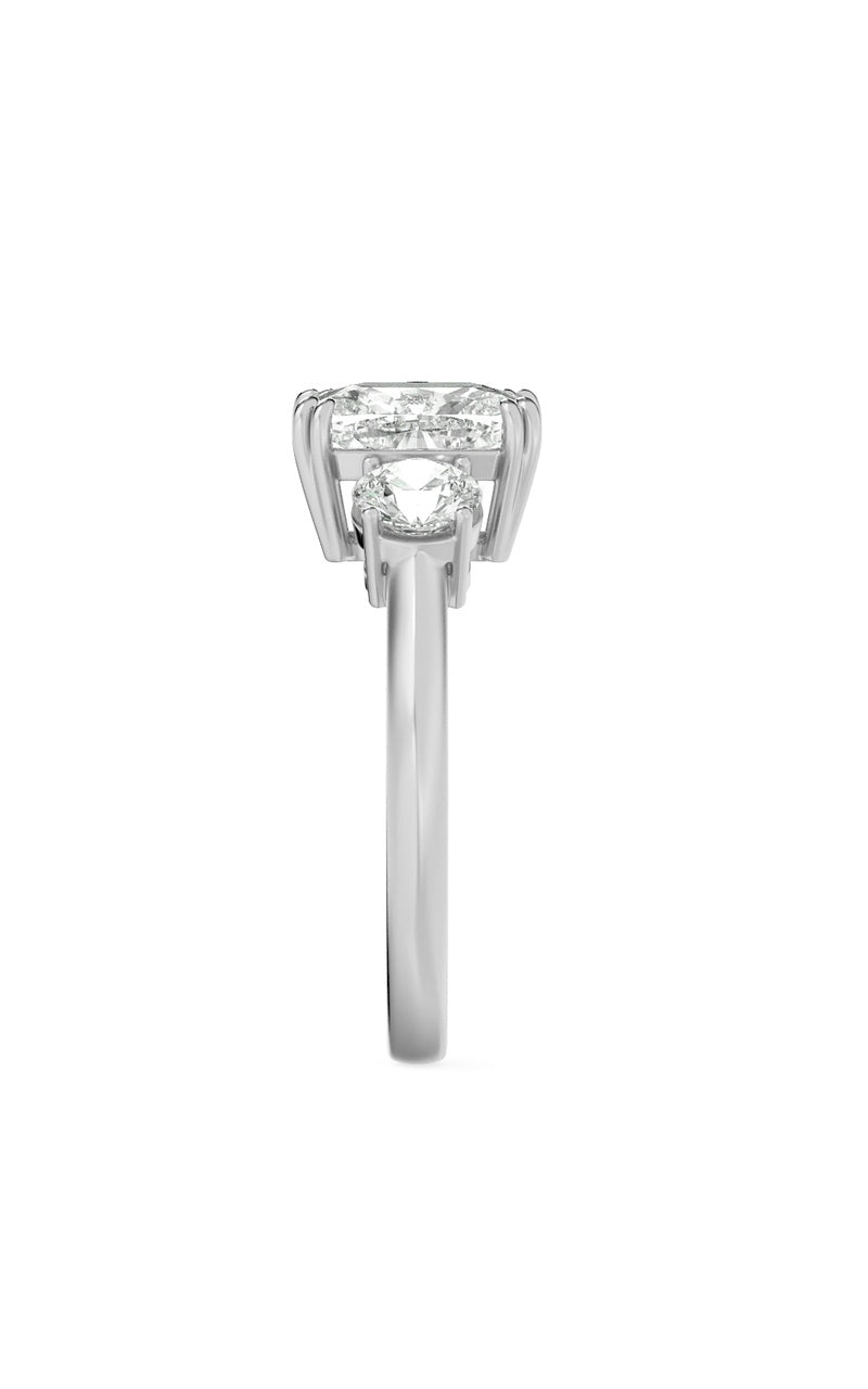 3Cttw Elongated Cushion Shaped Lab Grown Diamond (G/VS) Bold Three Stone Ring in 14K Gold