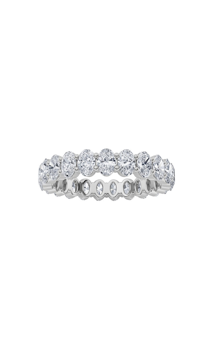 4Cttw Oval Shaped Lab Grown Diamond Split Prong Eternity Ring in 14K Gold (F/VS)