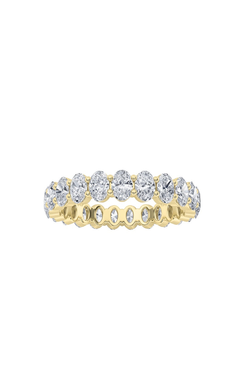 4Cttw Oval Shaped Lab Grown Diamond Split Prong Eternity Ring in 14K Gold (F/VS)