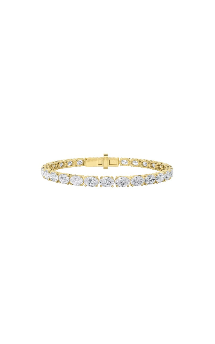12Cttw Oval Shaped Lab Grown Diamond (F/VS) Tennis Bracelet in 14K Gold