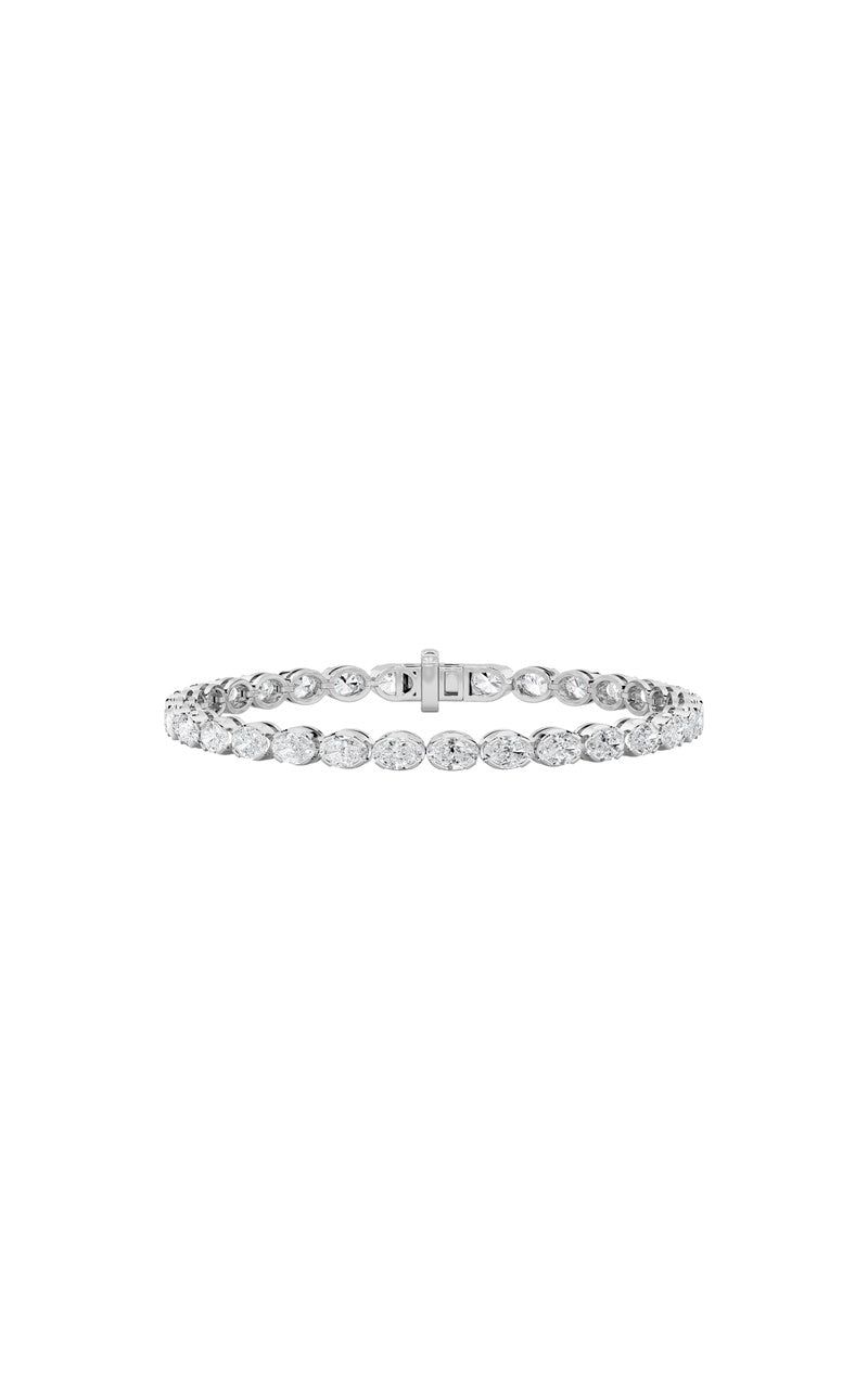 5.5Cttw Oval Shaped Lab Grown Diamond (F/VS) Tennis Bracelet in 14K Gold