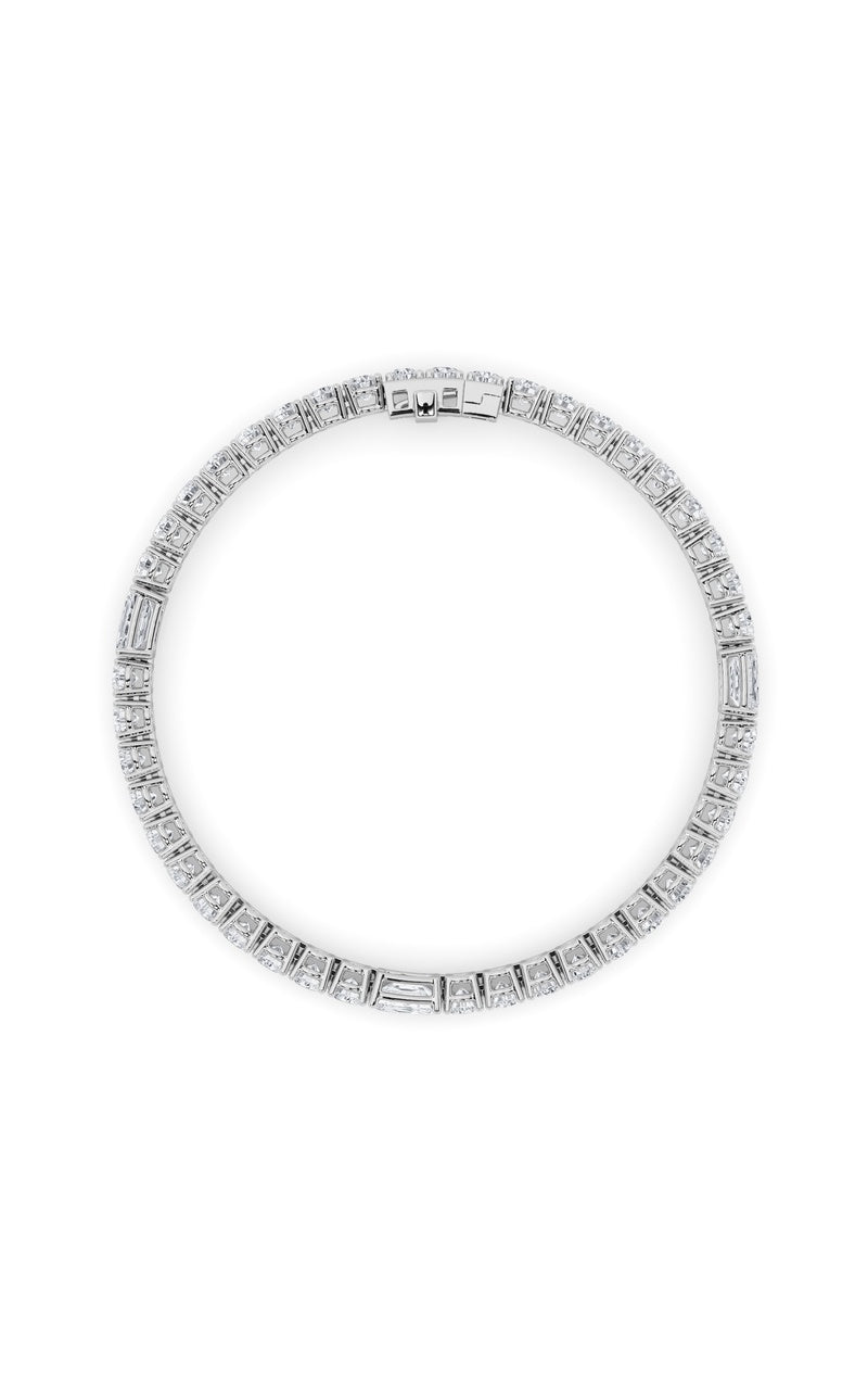 10Cttw Emerald Shaped Lab Grown Diamond (F/VS) East West Station Bracelet in 14K Gold